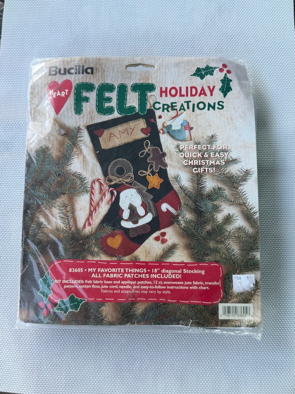 NIB Bucilla Heart Felt Holiday Felt Stocking Kit 83605(18") Christmas Gift